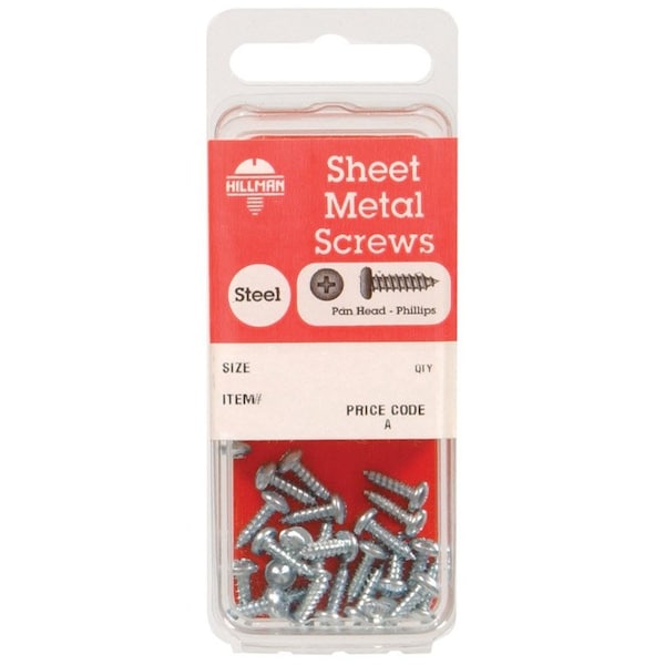 Hillman Sheet Metal Screw, #6 x 1-1/4 in, Zinc Plated Steel Pan Head Phillips Drive, 10 PK 5427 - main